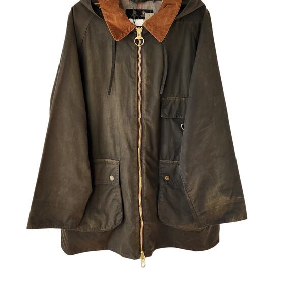 NWT Barbour® Gunnerside Highclere Wax Jacket Hooded Coat Olive 6 - Picture 5 of 11